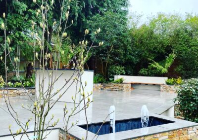 Garden Design, hard landscaping, water feature, paving, external plumbing